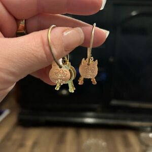 Gold Pig-Shaped Small Pet Earrings